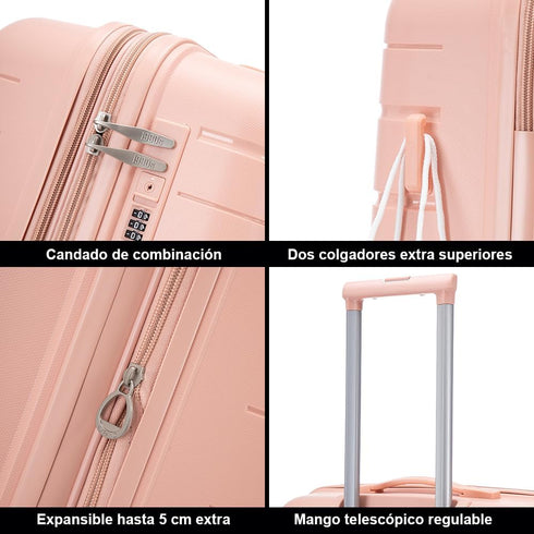 Mala Grande Extensível de 75cm dos anos 90 - Bass (Rosa Claro)