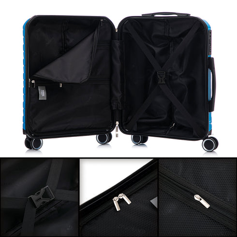 RAYKONG Mala de Cabine 55x40x20cm Policarbonato (40L) semirrígida Trolley Pequeno Bagagem de Mão 4 Rodas Giratórias 360º Fecho Numérico - Turquesa