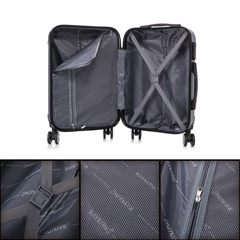 RAYKONG Maleta Mediana ABS 66x43x25cm | 71L | 24 Pulgadas | hasta 23kg semirígidas - Plata