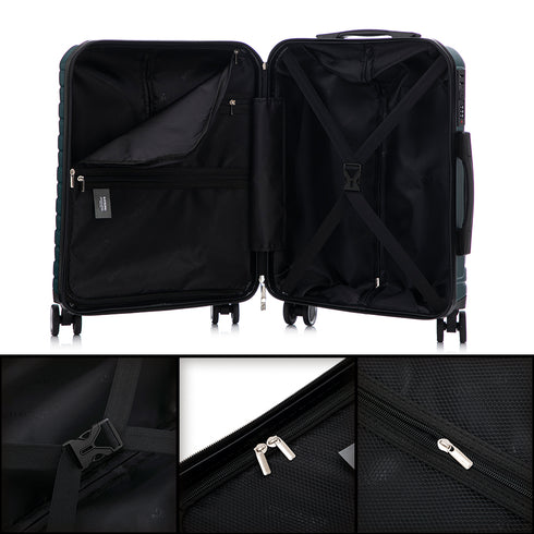Conjunto de 3 Malas|Necessaire 29x35x16.50cm|Mala de Cabine ABS+PC 55x40x20cm|Média Expansível 20kg-23kg - 66x45x27.50-30cm | Verde