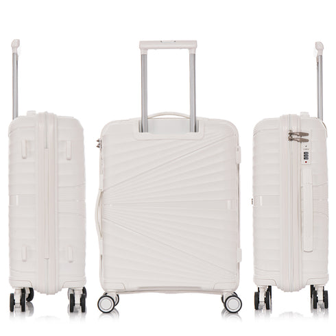 Mala de cabine 55x39x21.5 cm (46L) Polipropileno - Cadeado Embutido - 20 Polegadas - Branco - Chocolate