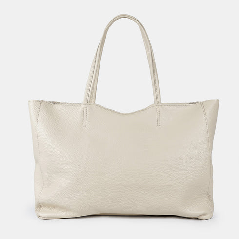Mala shopper de pele bege para senhora, personalizável, modelo Luna