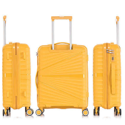 Mala de cabine 55x39x21.5 cm (46L) Polipropileno - Cadeado Integrado - 20 Polegadas - Amarelo - Chocolate