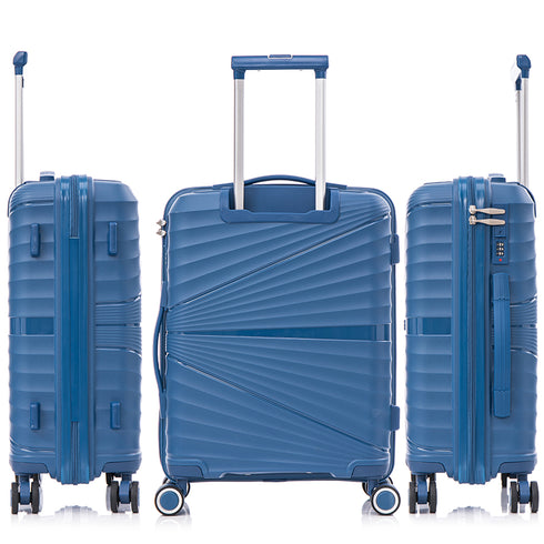 Mala de cabine 55x39x21.5 cm (46L) Polipropileno - Cadeado Embutido - 20 Polegadas - Azul-marinho - Chocolate