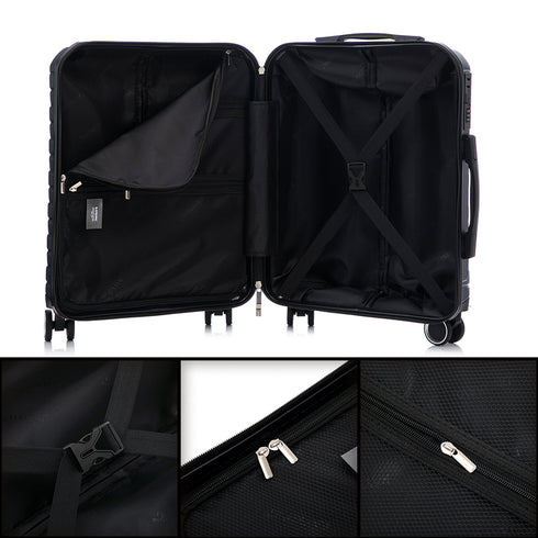 Conjunto de 4 Malas ABS+PC|Necessaire 29cm|Cabine 55x40x20cm|Média Expansível 20kg-23kg - 66x45x27.50-30cm|Grande Expansível 23kg-25kg - 75x49x31-33.50cm | Azul Marinho