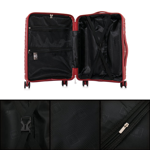 1990s Maleta Mediana extensible 65cm de Polipropileno Choco Rojo