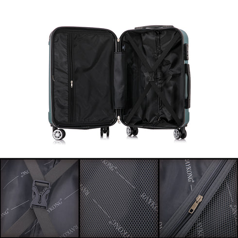 RAYKONG Maleta Mediana ABS 66x43x25cm | 71L | 24 Pulgadas | hasta 23kg semirígidas - Verde