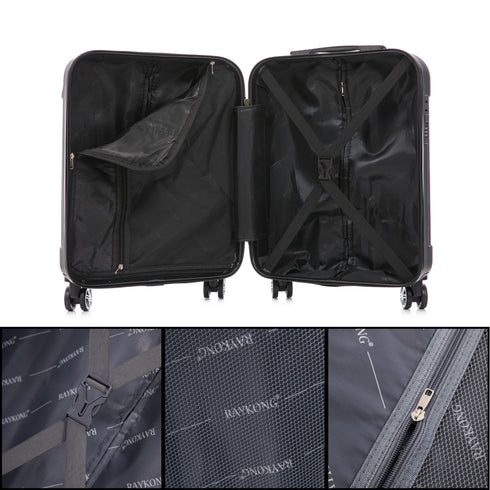 Raykong Mala de Cabine ABS 55x40x20cm (44L) Máximo aproveitamento do espaço - 20 Polegadas - Preto