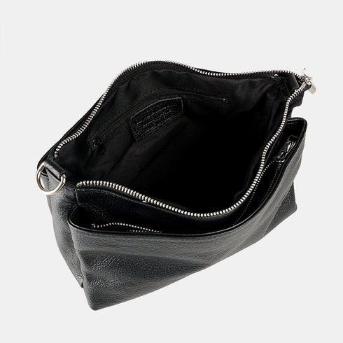 Bolso bandolera de piel para mujer con asa corta negro Martina
