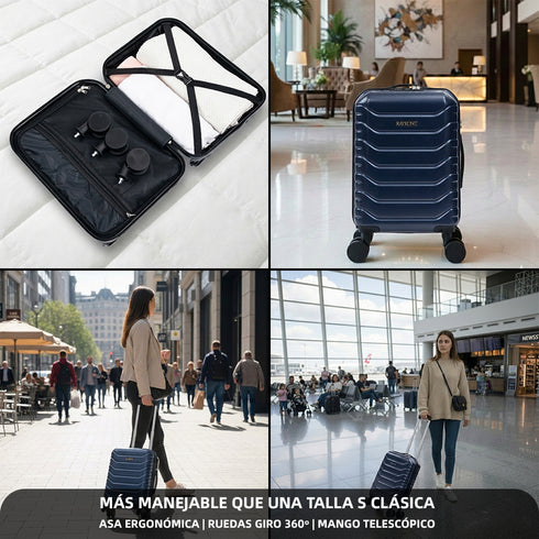 Mala de Cabine ABS 40x30x20(24L) | Capacidade Máxima | Bagagem de Mão com Rodas Desmontáveis para Ryanair | Vueling | EasyJet - Azul Marinho