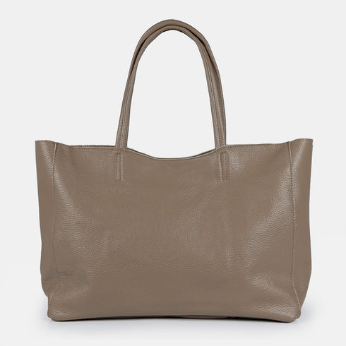 Mala shopper de senhora em pele para personalizar cáqui Luna
