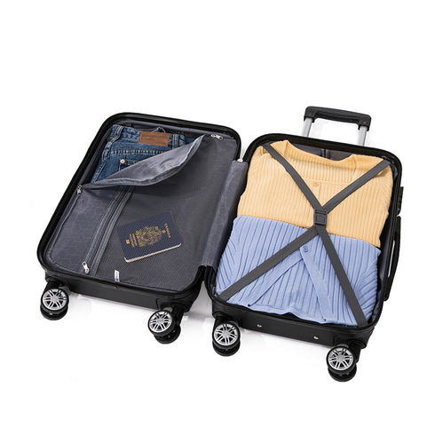 Mala de Cabine ABS 55x40x20cm 44L - 20 Polegadas Preto - Marina