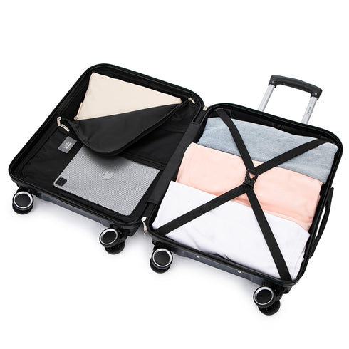 Conjunto de 4 Malas ABS+PC|Necessaire 29cm|Cabine 55x40x20cm|Média Expansível 20kg-23kg - 66x45x27.50-30cm|Grande Expansível 23kg-25kg - 75x49x31-33.50cm | Azul Marinho