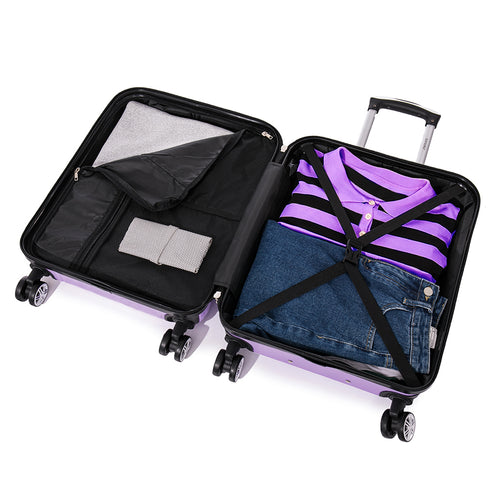 RAYKONG Maleta Mediana ABS 66x43x25cm | 71L | 24 Pulgadas | hasta 23kg semirígidas - Morado