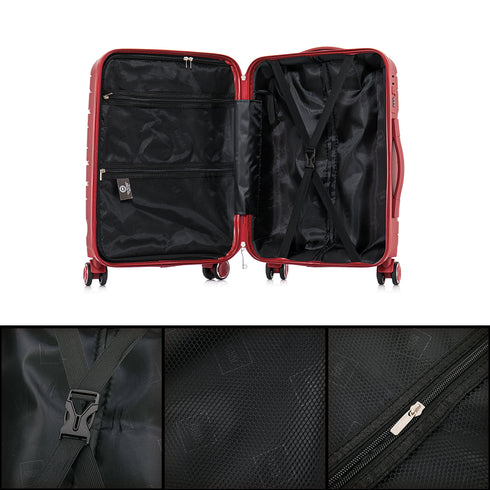 Mala de cabine 55x38x22 cm (44L) Polipropileno - Cadeado Embutido - 20 Polegadas - Bordeaux - Bass