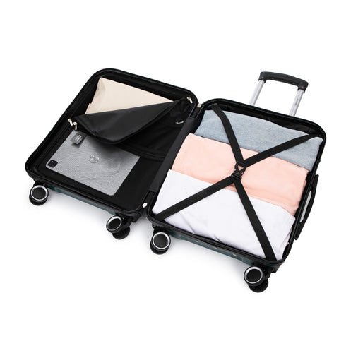 Conjunto de 4 Maletas ABS+PC|Neceser 29cm|Cabina 55x40x20cm|Mediana Expandible 20kg-23kg - 66x45x27.50-30cm|Grande Expandible 23kg-25kg - 75x49x31-33.50cm | Verde