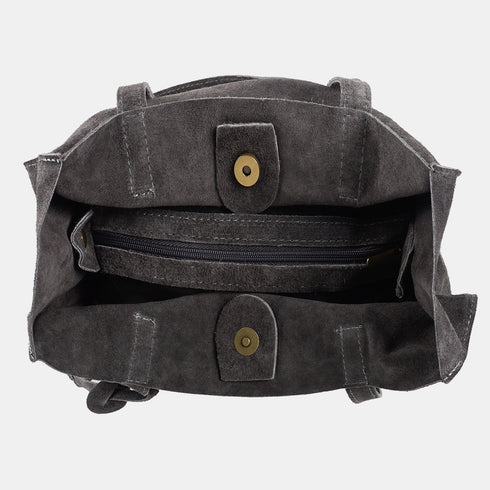 Mala tote de pele lisa cinzenta Cloe