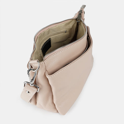 Bolso bandolera de piel para mujer con asa corta rosa claro Martina