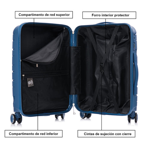 Mala de viagem de tamanho médio extensível de 65 cm, anos 90, Bass azul-marinho