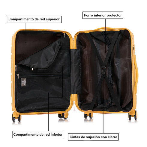 Mala Grande 75cm extensível anos 90 - Bass (Amarela)