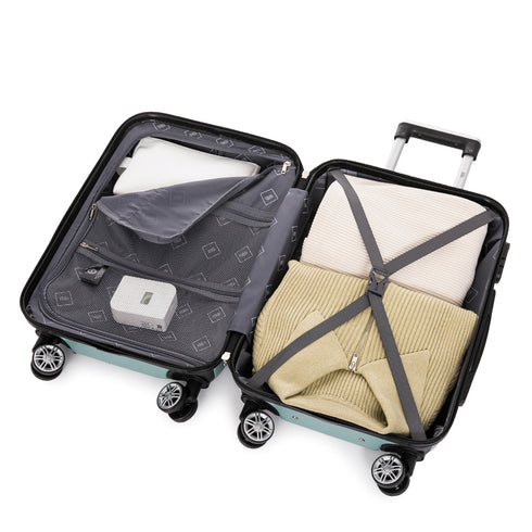 1990s Juego de Maletas Policarbonato Rígida 3 Piezas|Maleta Cabina 55cm|Maleta Mediana 68cm|Neceser 29cm|Menta