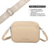 Bolsa de ombro pequena para mulher em pele PU, três compartimentos e duas alças, bolsa a tiracolo em pele sintética, presente original para mulher - Taupe