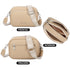 Bolsa de ombro pequena para mulher em pele PU, três compartimentos e duas alças, bolsa a tiracolo em pele sintética, presente original para mulher - Taupe
