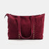Mala shopper de senhora em pele personalizável com tachas bordeaux Alexandra