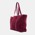 Mala shopper de senhora em pele personalizável com tachas bordeaux Alexandra