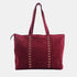 Mala shopper de senhora em pele personalizável com tachas bordeaux Alexandra