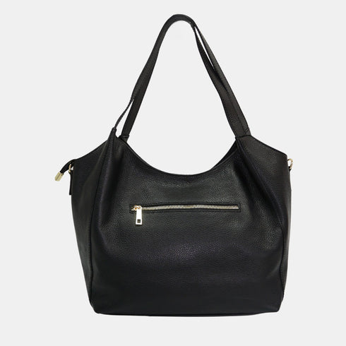 Mala de ombro shopper de mulher grande em pele Alina (Preto)