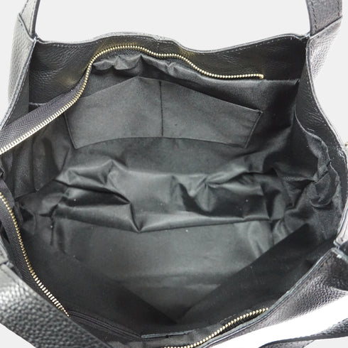 Mala de ombro shopper de mulher grande em pele Alina (Preto)