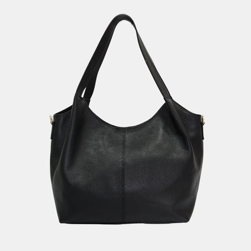 Mala de ombro shopper de mulher grande em pele Alina (Preto)