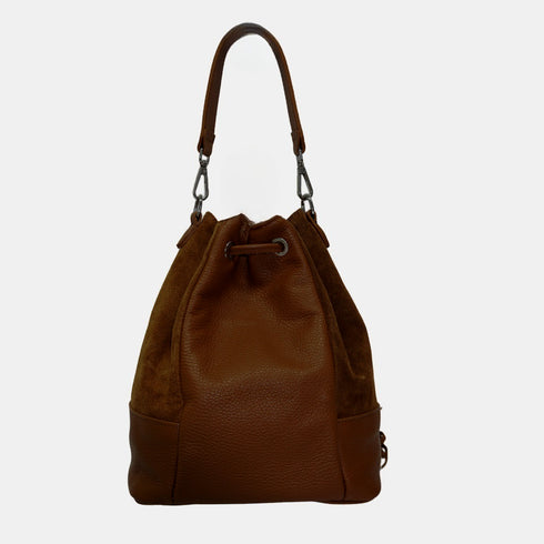 Mala de tiracolo mulher pele camurça - saco Giulia (chocolate)