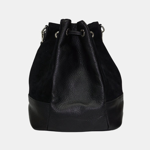 Tira colo de mulher pele camurça - mala saco Giulia (preto)