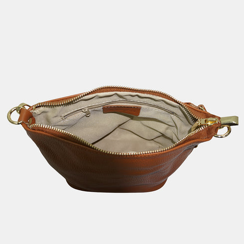 Mala Hobo Média de Pele para Mulher – Carissa (Castanha)