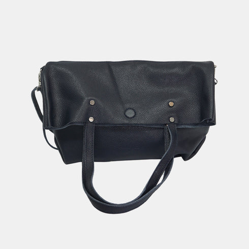 Mala Shopper Grande de Pele para Mulher – Paulina (Azul-Marinho)