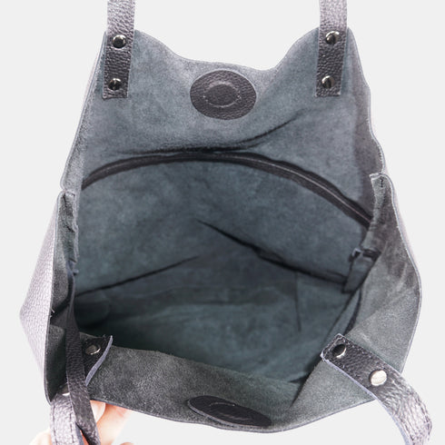 Mala Shopper Grande de Pele para Mulher – Paulina (Azul-Marinho)
