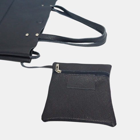 Mala Shopper Grande de Pele para Mulher – Paulina (Azul-Marinho)