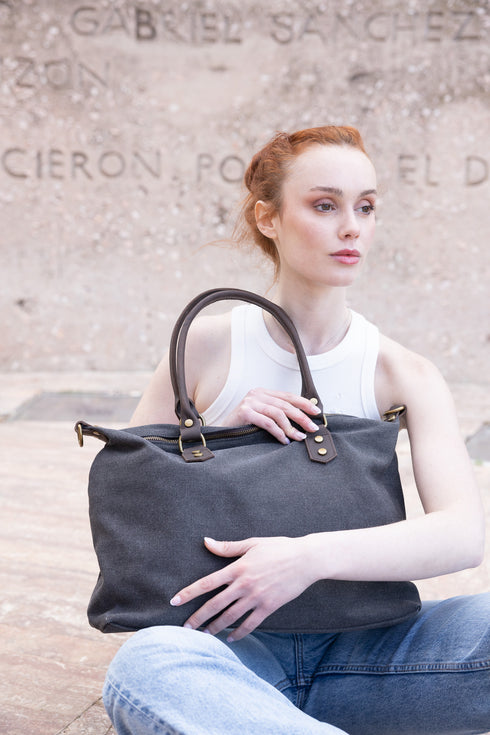 Bolsa de lona para senhora | personalizável | Preto | Irene
