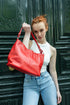 Bolso de hombro para mujer de piel con bandolera extensible rojo Mara