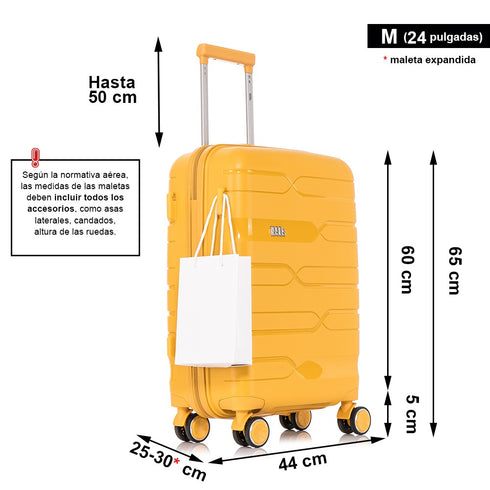 Mala Média extensível 65cm Bass Amarela dos anos 90