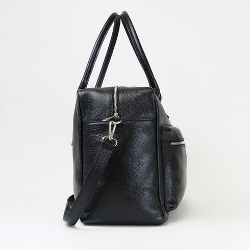 Bolso de viaje de piel con bandolera ajustable para hombre negro Rayan