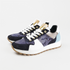 Sapatilhas desportivas de mulher em pele com estampado animal azul Evelyn