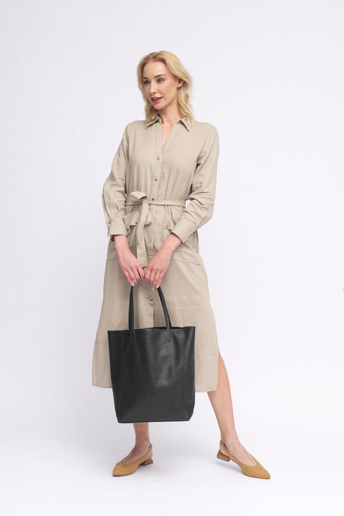 Bolso shopper para mujer de piel para personalizar negro Amy