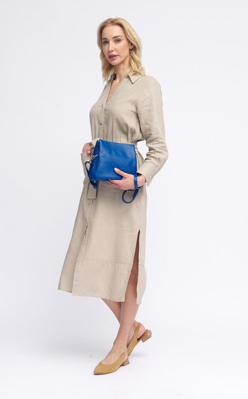 Bolso bandolera para mujer con tres compartimentos azul Noelia