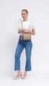 Bolso de Piel bandolera cuadrado khaki con pompón de mujer Cristin