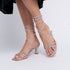 Sandalias con tacón de piel con tiras trenzadas para mujer rosa Gabriella