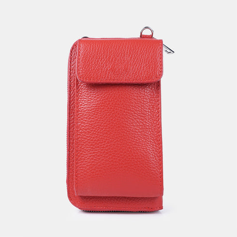 Bolsas para telemóvel e carteira em pele vermelha Cira