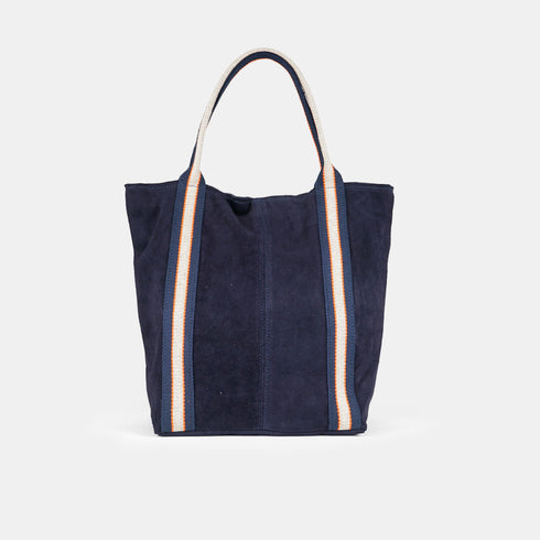 Mala tote em pele de camurça para senhora personalizável azul Sarah